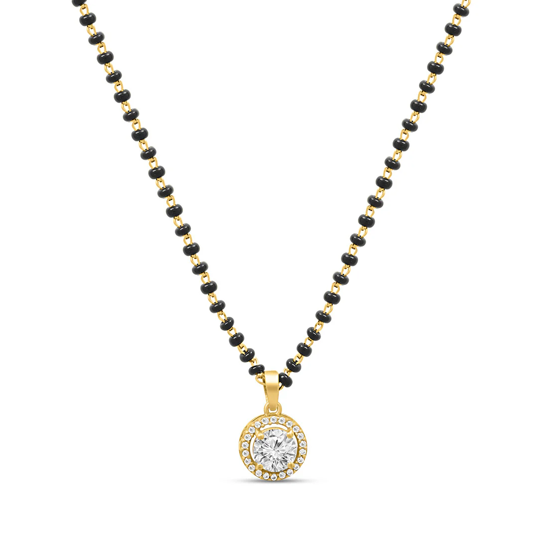 Solitaire Halo Gold Plated 925 Sterling Silver Mangalsutra - Image 4
