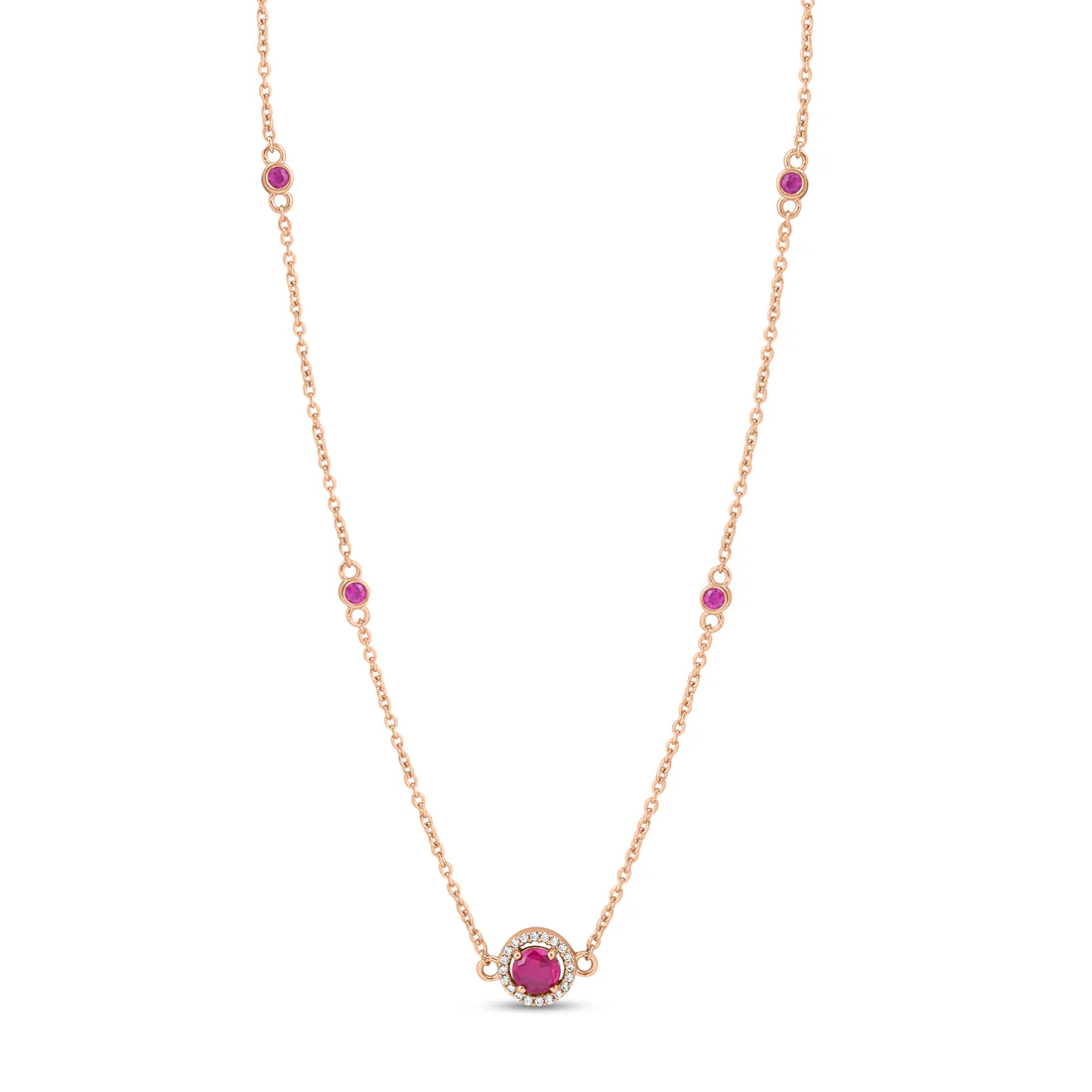 Solitaire Halo Rose Gold Plated 925 Sterling Silver Necklace - Image 4