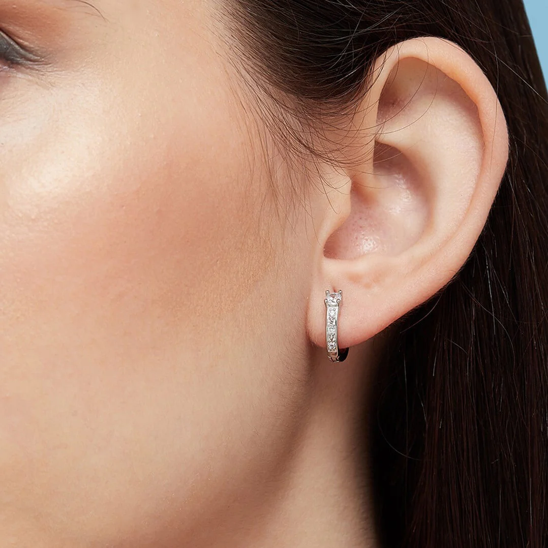Lavish and Luxurious Silver Huggie 925 Silver Earrings - Image 3
