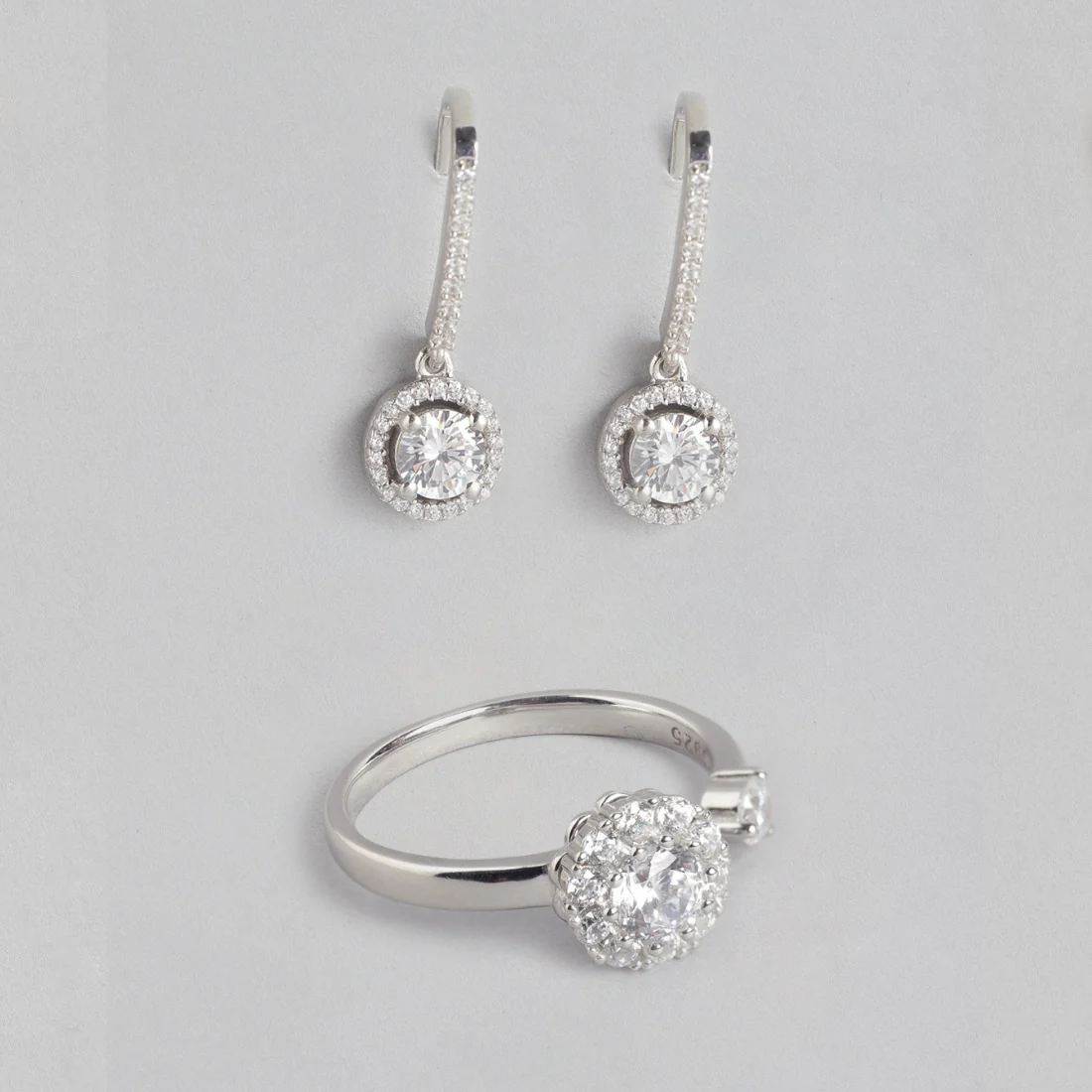 Solitaire Rhodium Plated 925 Sterling Silver Jewellery Combo - Image 5