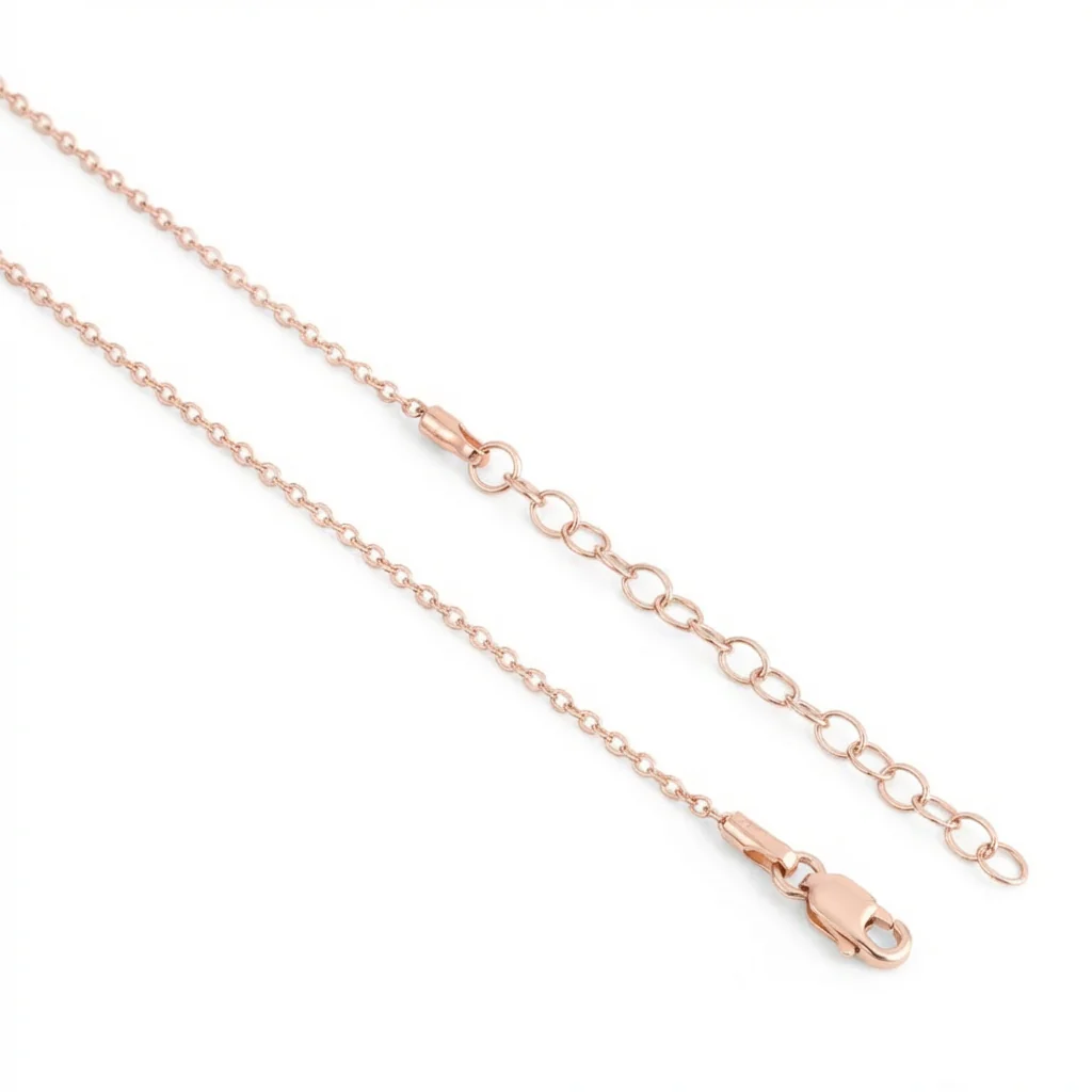 Solitaire Rose Gold Plated 925 Silver Pendant With Link Chain - Image 5