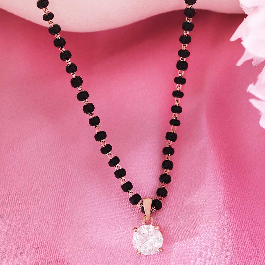 Solitaire Rose Gold Plated 925 Sterling Silver Mangalsutra - Image 2