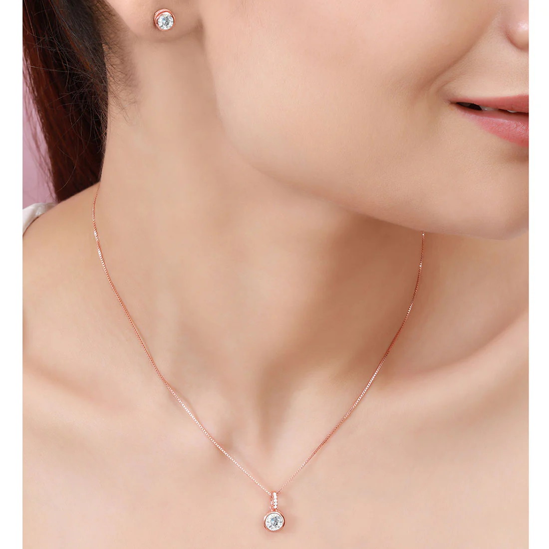 Solo Sparkle Rose Gold Plated 925 Sterling Silver Jewellery Set - Image 2