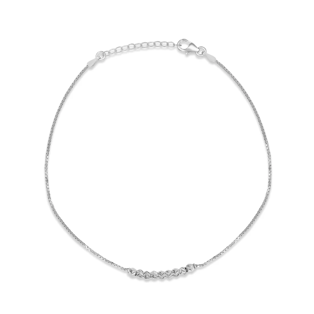 Sophisticated 925 Sterling Silver Rhodium Plated Box Chain Anklet - Image 4