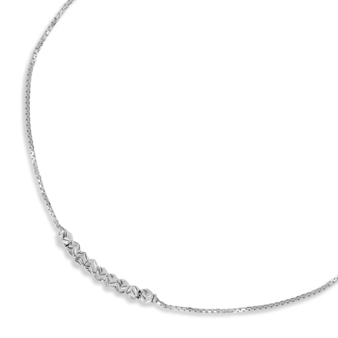 Sophisticated 925 Sterling Silver Rhodium Plated Box Chain Anklet - Image 5