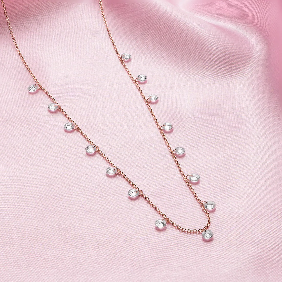 Sparkle CZ Round Cut 925 Sterling Silver Drop Necklace