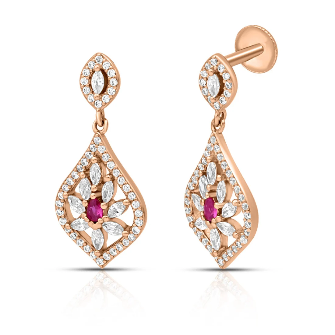 Sparkling Drops Rose Gold Plated 925 Sterling Silver Earrings - Image 3