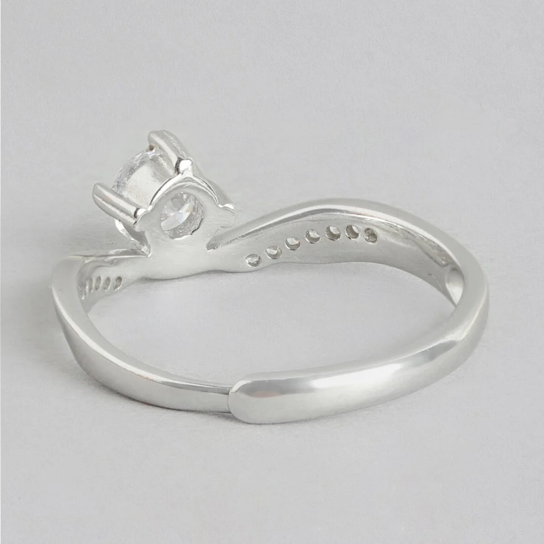 Sparkling Elegance Rhodium-Plated 925 Sterling Silver Ring (Adjustable) - Image 6