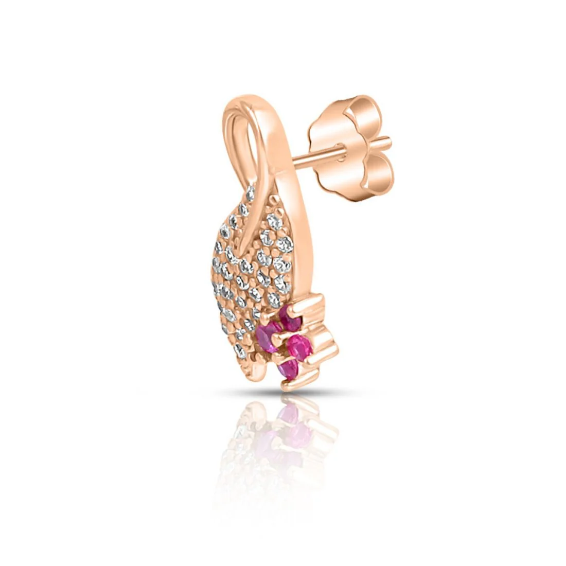 Sparkling Leaf Rose Gold Plated 925 Sterling Silver Earrings - Image 6