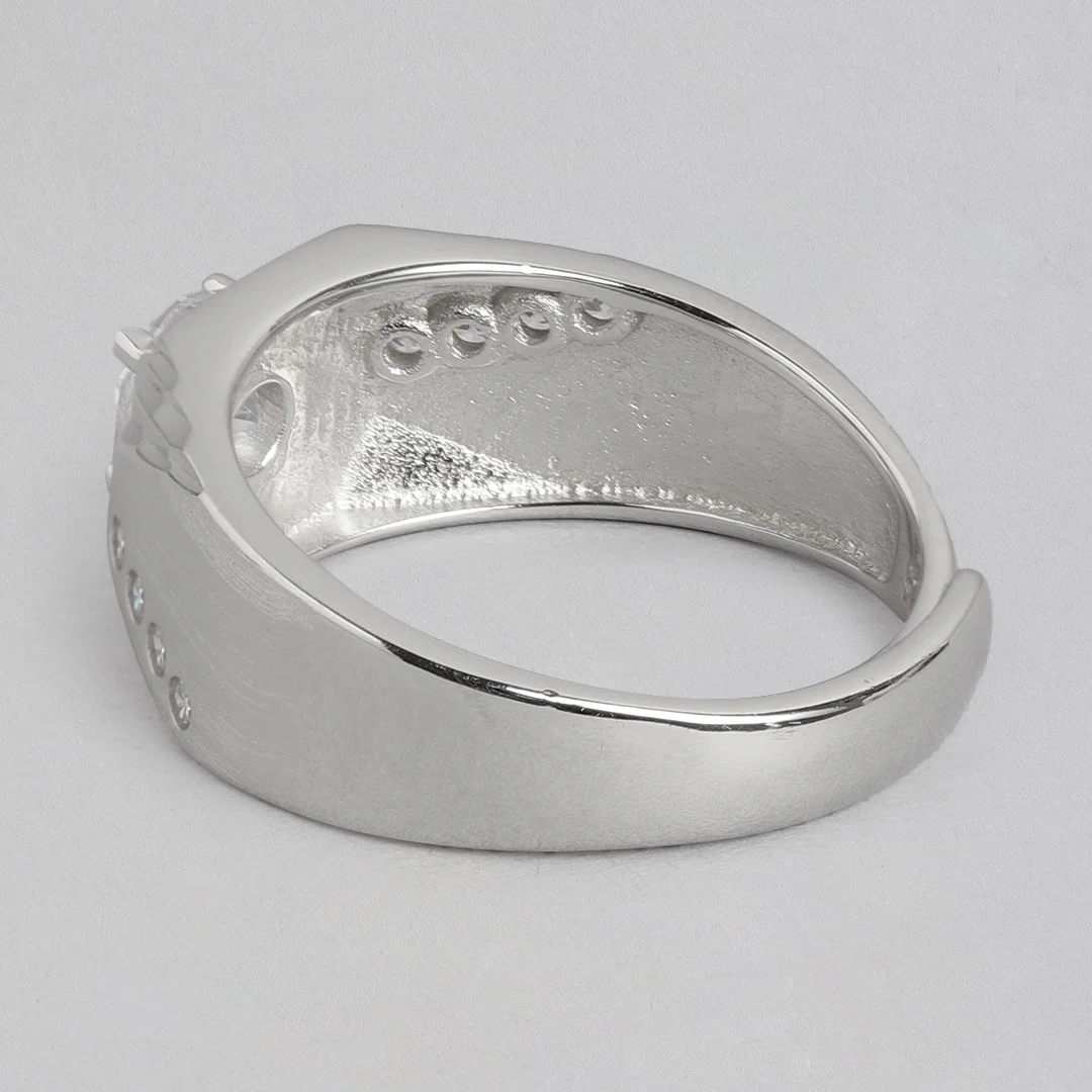 Sparkling CZ Reflections Rhodium-Plated 925 Sterling Silver Ring (Adjustable) - Image 11