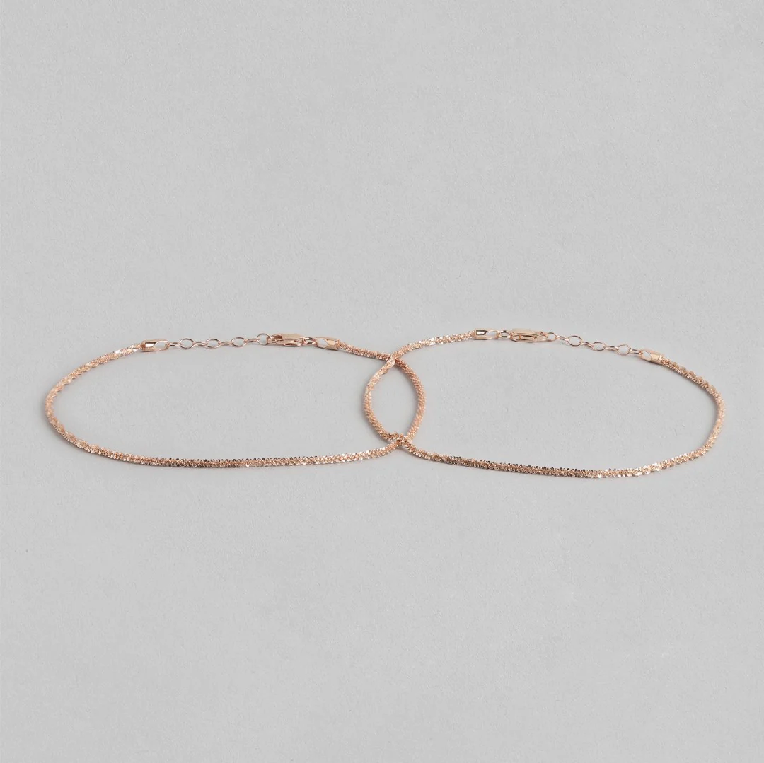 Sparkling Rose Gold Plated 925 Sterling Silver Chain Anklets - Image 7