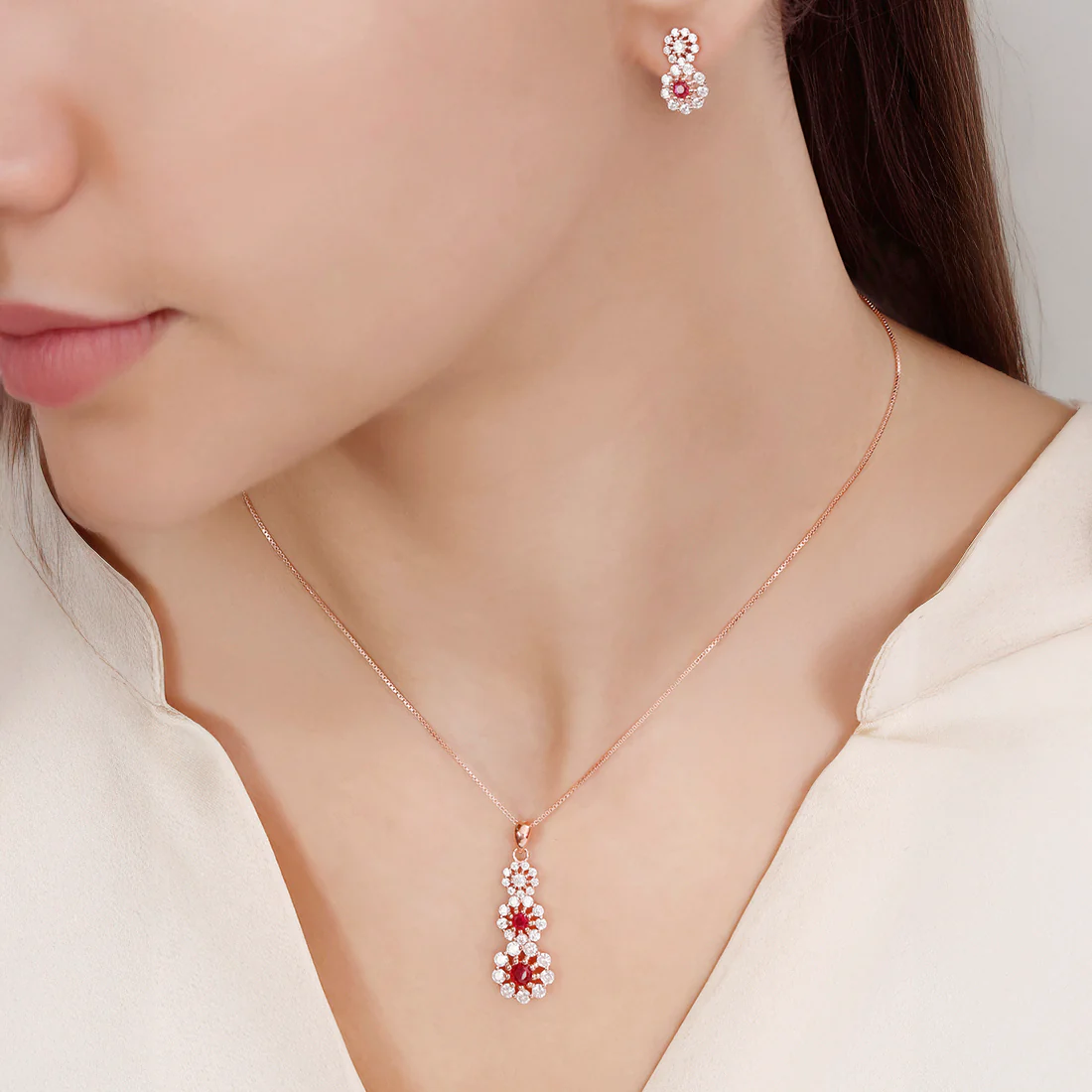 Sparkling Rose Gold Plated 925 Sterling Silver Jewellery Set - Image 2