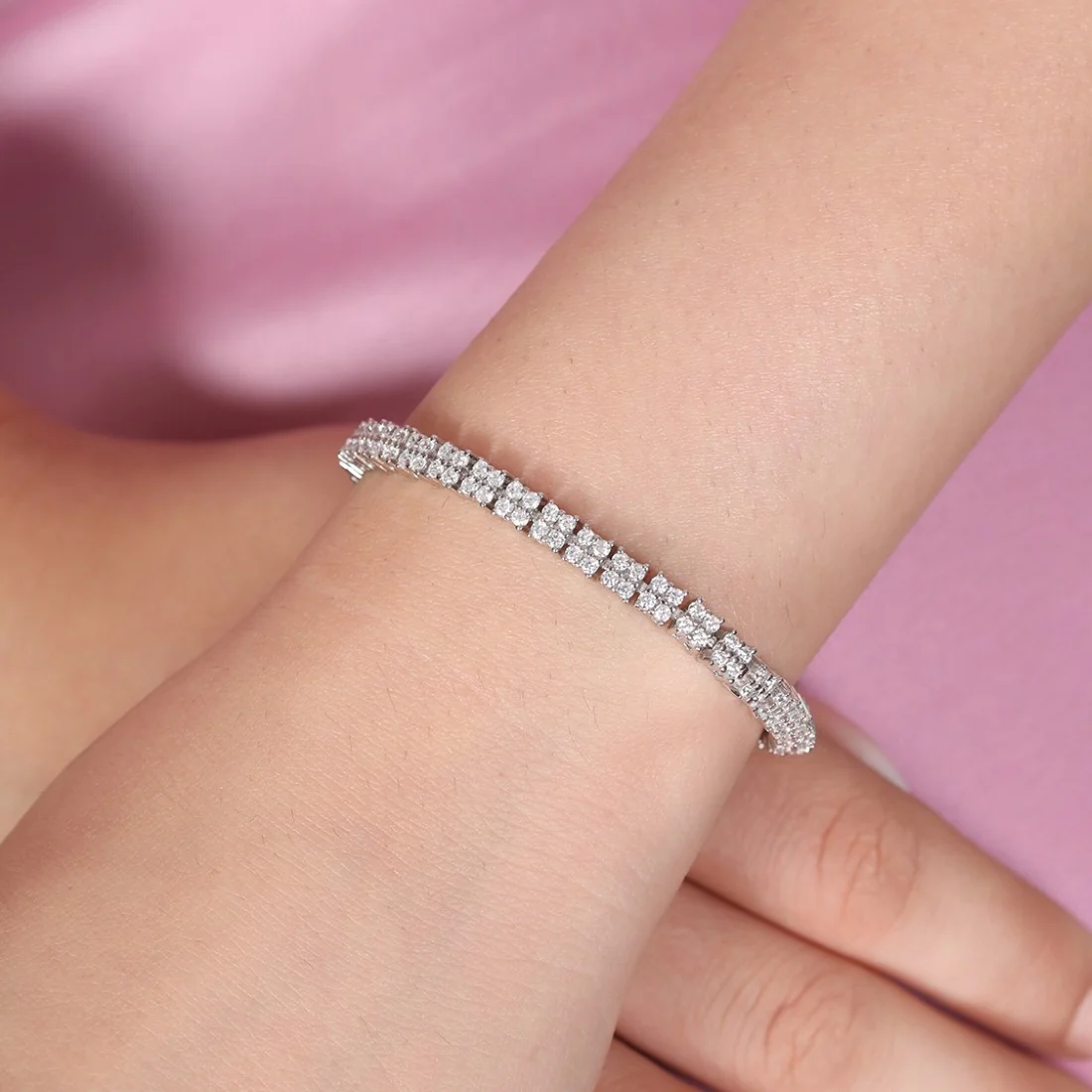 Square Brilliance Rhodium Plated 925 Sterling Silver Bracelet - Image 3