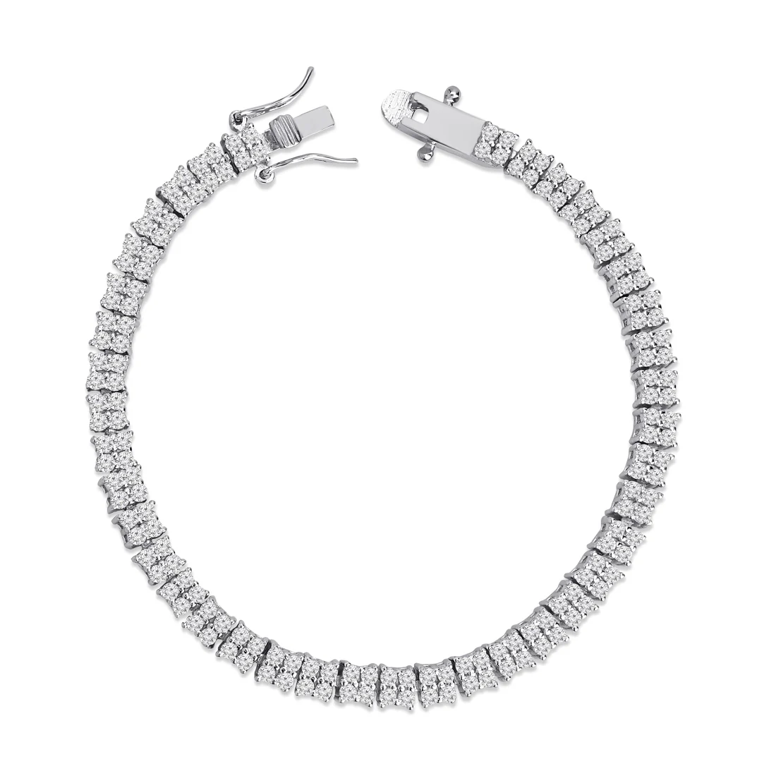 Square Brilliance Rhodium Plated 925 Sterling Silver Bracelet - Image 5