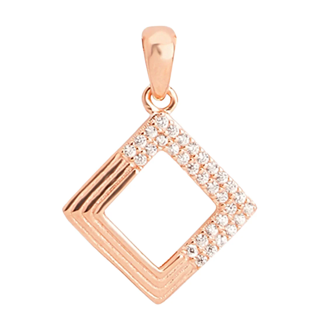 Square Sparkle Rose Gold Plated 925 Sterling Silver Pendant - Image 5