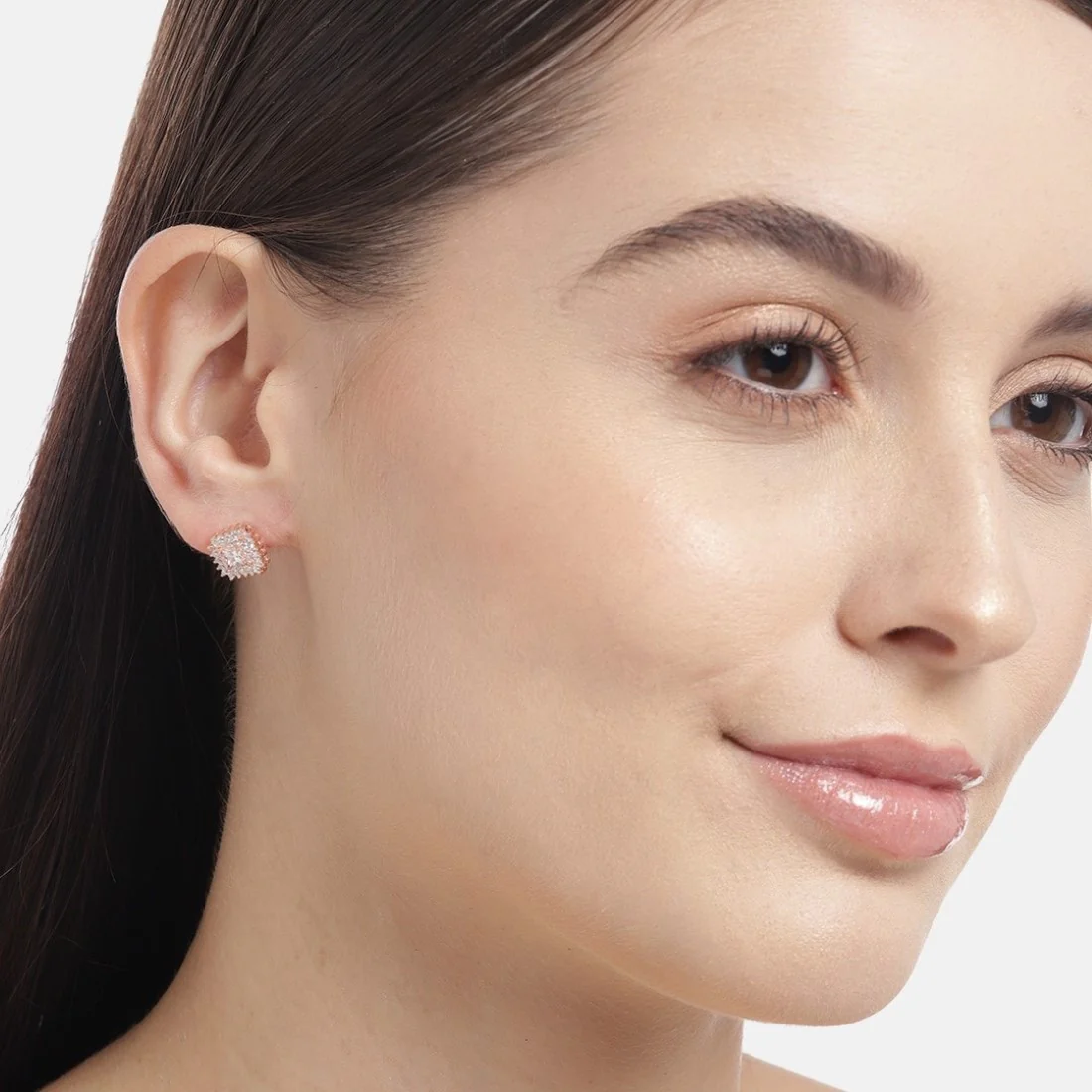 Squared Elegance Rose Gold-Plated 925 Sterling Silver Earrings - Image 2