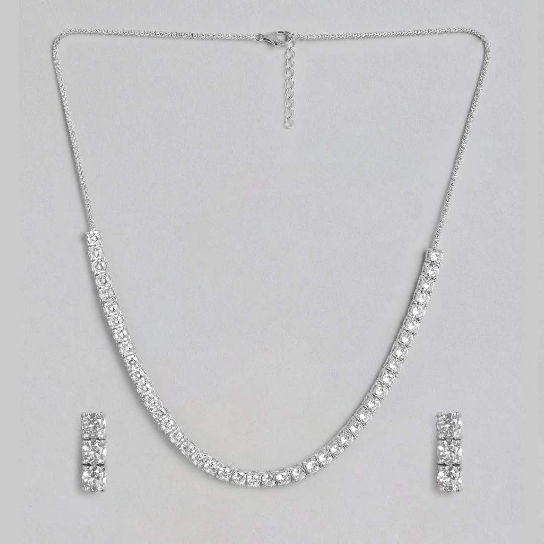 Squared Splendor Rhodium plated 925 Sterling Silver Cubic Zirconia Jewelry Set - Image 3