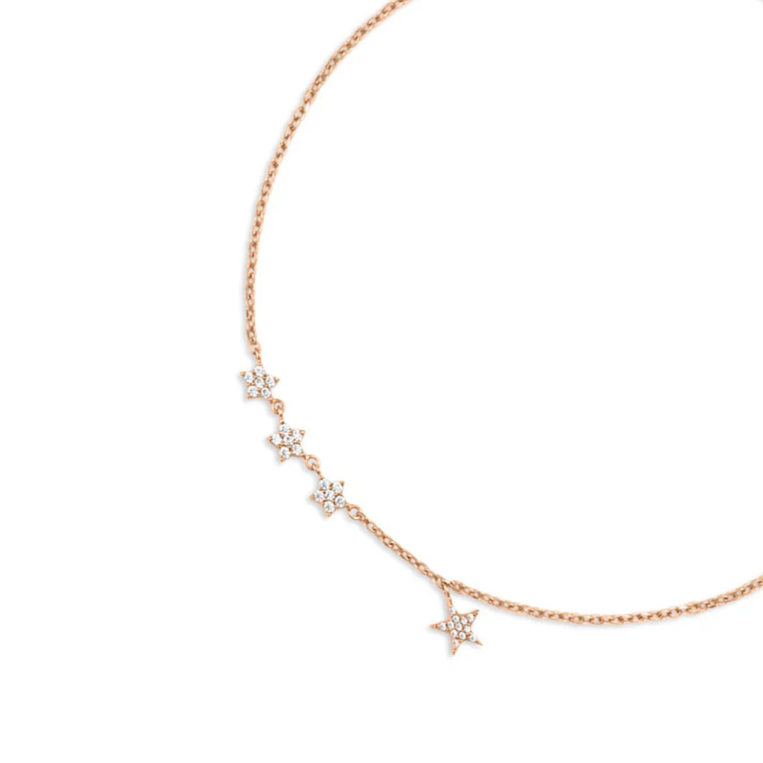 Star CZ Rose Gold Plated 925 Sterling Silver Anklet - Image 5