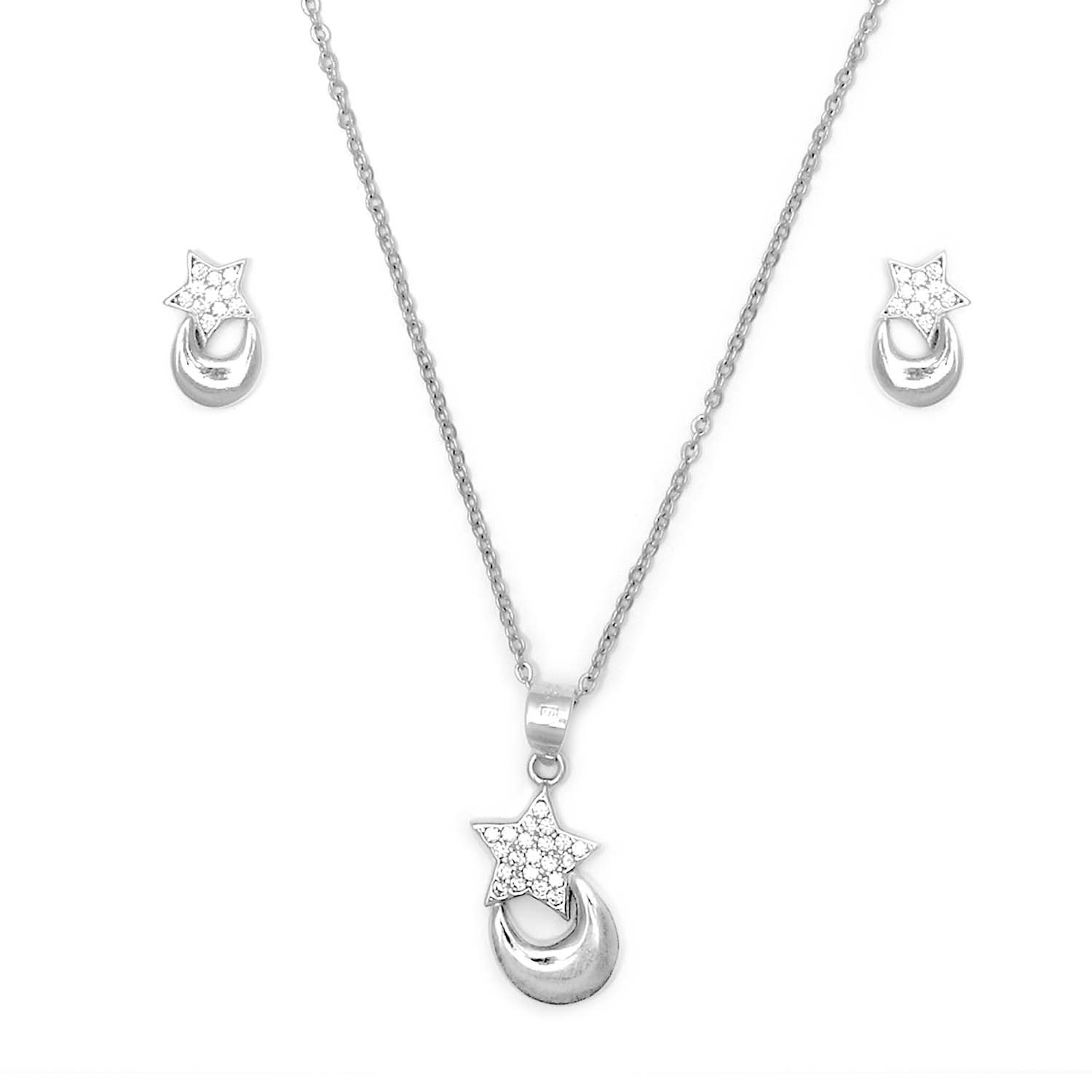 Star & Moon 925 Silver Jewellery Set - Image 3