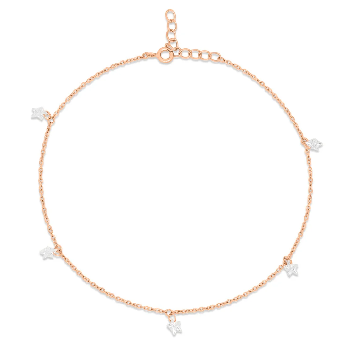 Star Rose Gold Plated 925 Sterling Silver Anklet - Image 8