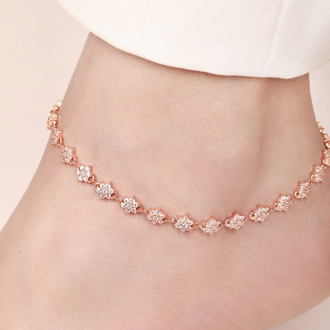 Starry Elegance Rose Gold-Plated 925 Sterling Silver Anklet - Image 2