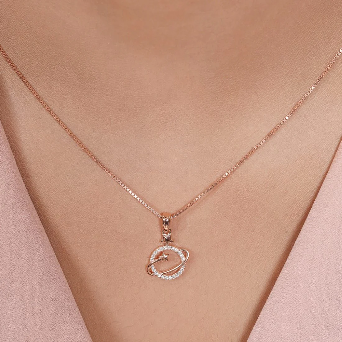 Starry Elegance Rose Gold Plated 925 Sterling Silver Pendant - Image 2