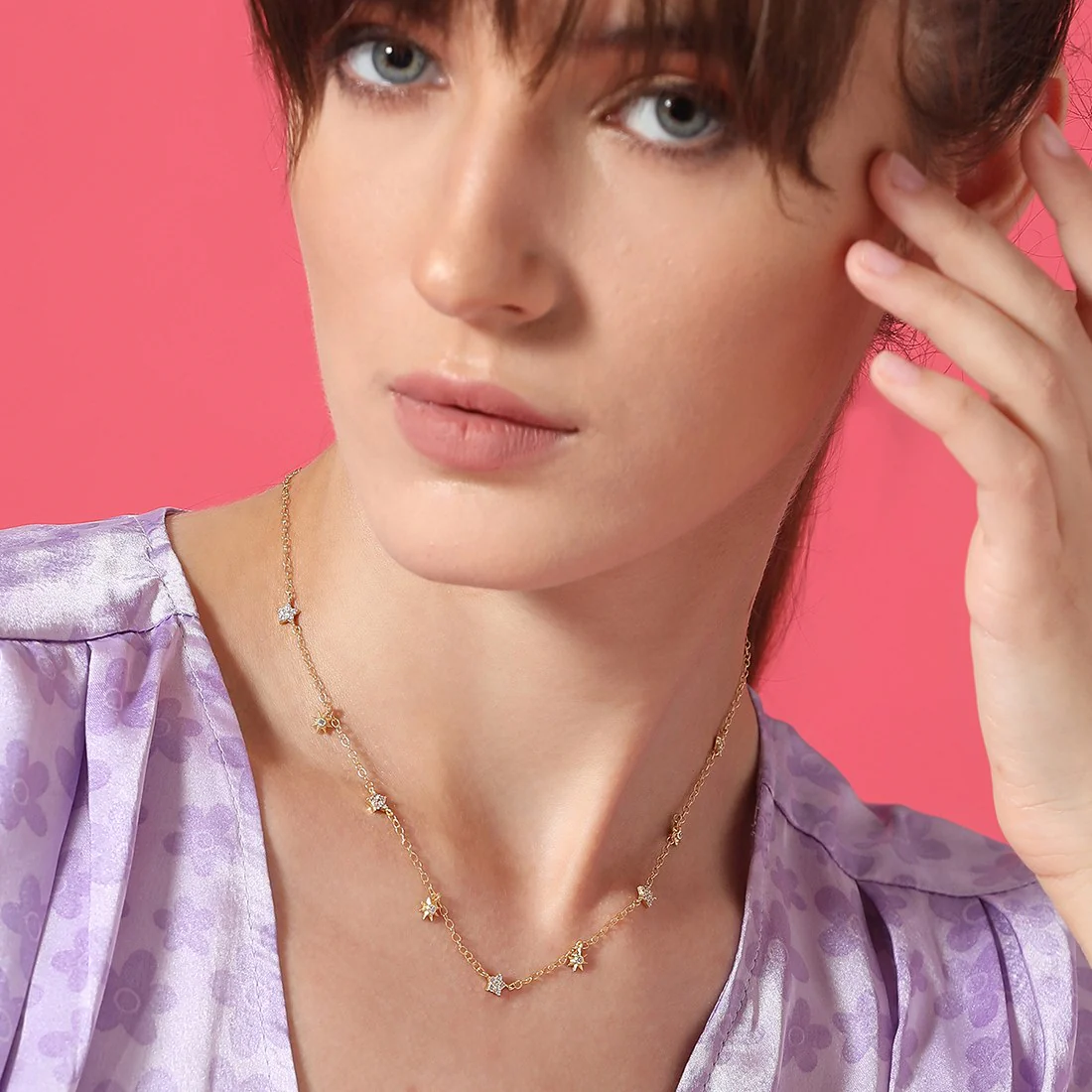 Starry Nights Gold Plated 925 Sterling Silver Necklace with CZ - Image 3