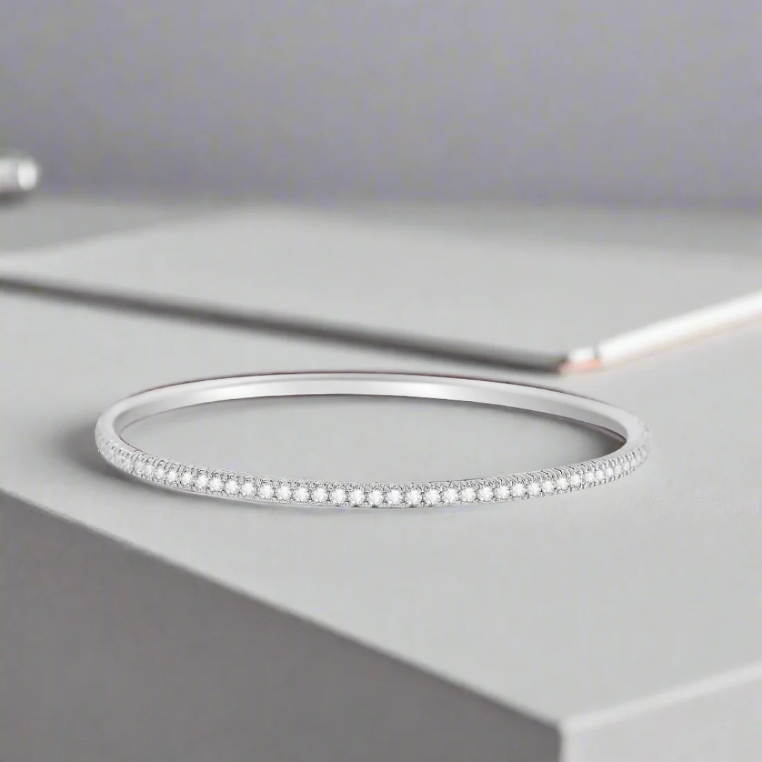 Statement Cubic Zirconia 925 Sterling Silver Rhodium-Plated Bangles - Image 5