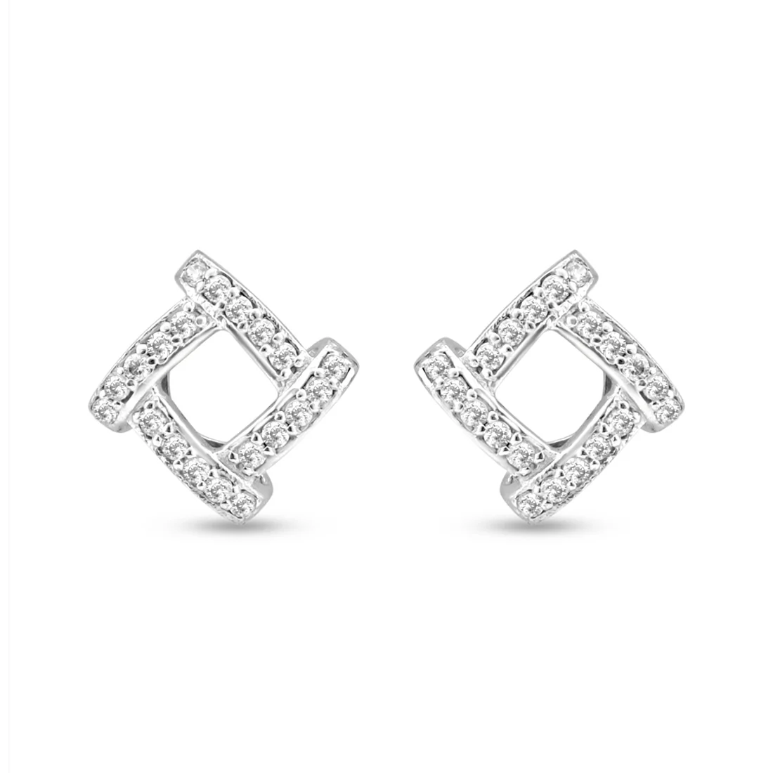 Statement Square Rhodium Plated 925 Sterling Silver Earrings - Image 5