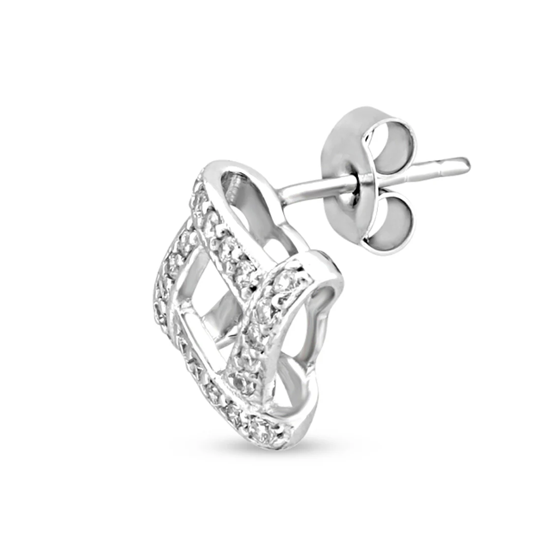 Statement Square Rhodium Plated 925 Sterling Silver Earrings - Image 6