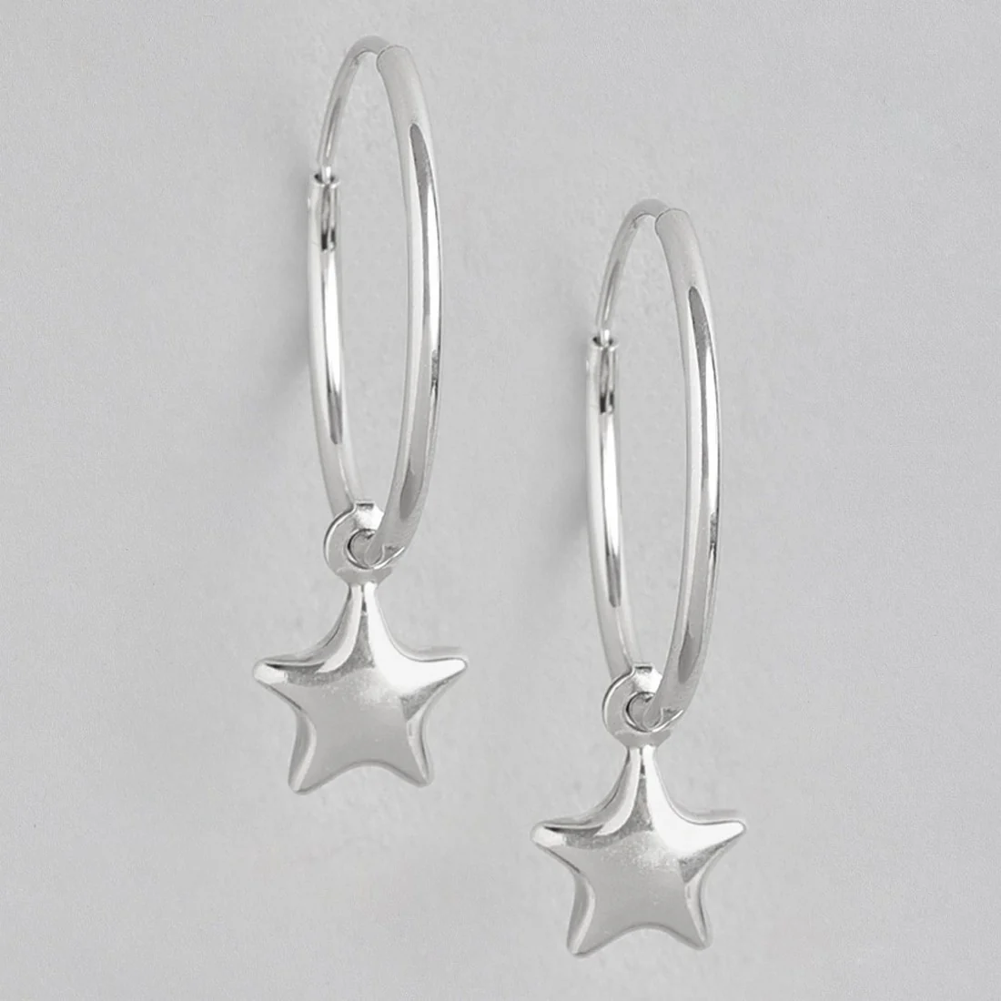 Stellar Drops 925 Sterling Silver Hoop Earrings with Drop-Stars - Image 3