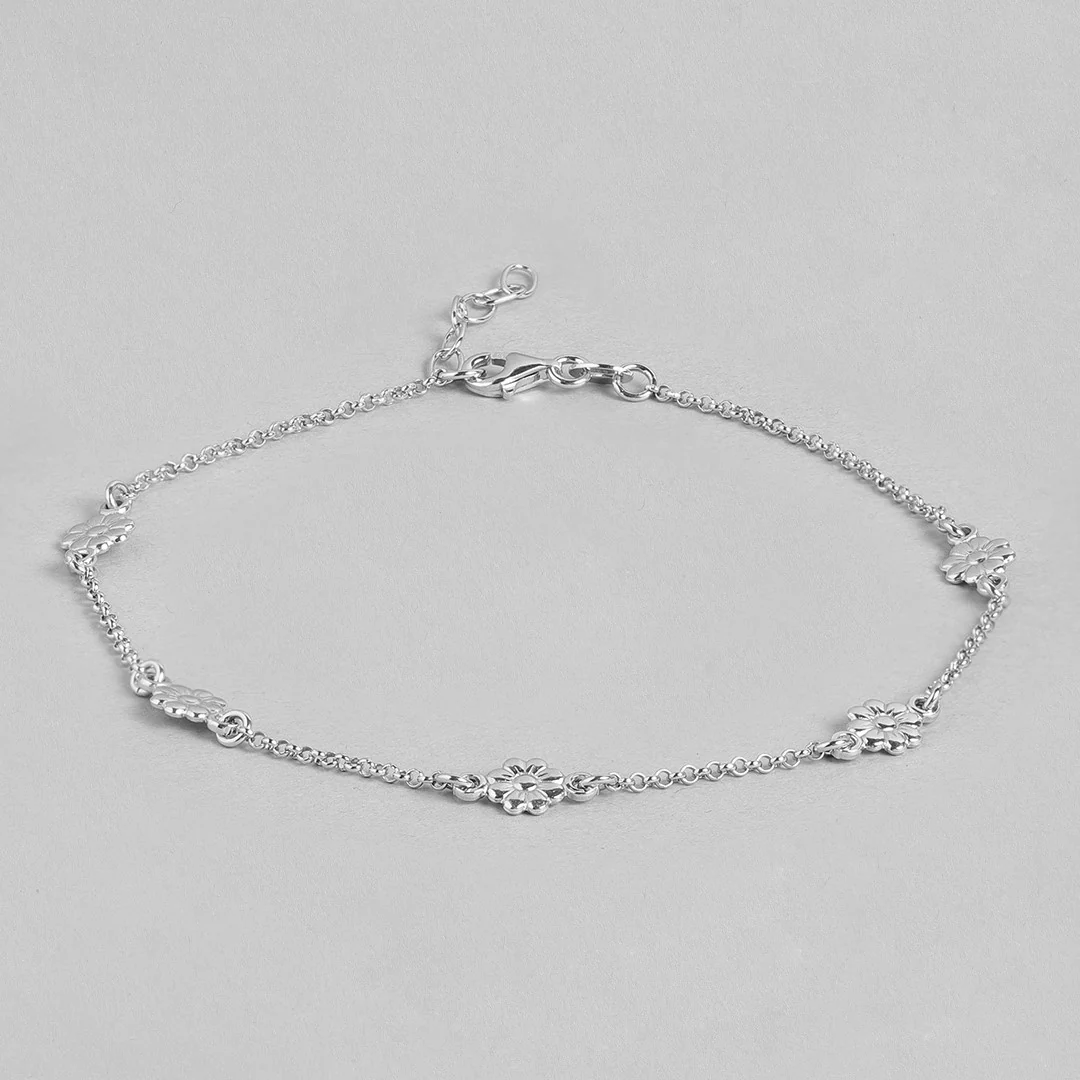 Studded flower 925 Sterling Anklets - Image 7