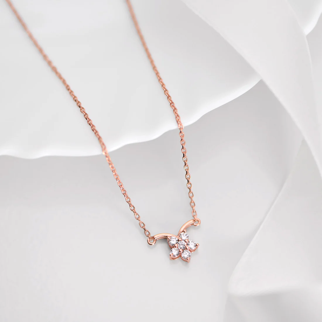 Subtle Shimmer Rose Gold Plated 925 Sterling Silver Necklace