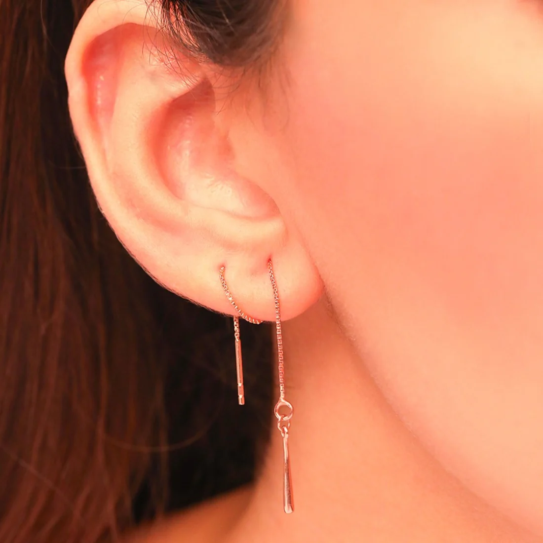 Sui Dhaga 925 Silver Earrings in Rose Gold - Image 4
