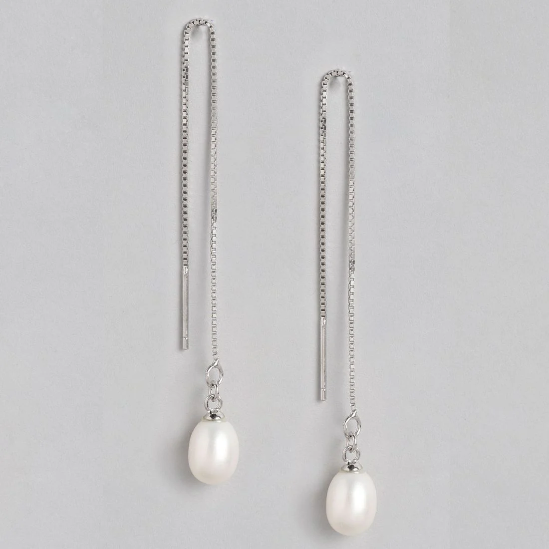 Pearl Sui Dhaga 925 Silver Rhodium-plated Earrings - Image 6