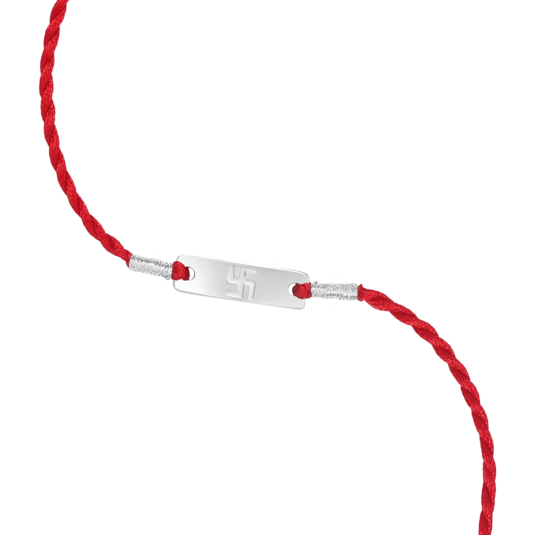 Swastik Charm Rhodium-Plated Sterling Silver Thread Rakhi For Him - Image 5