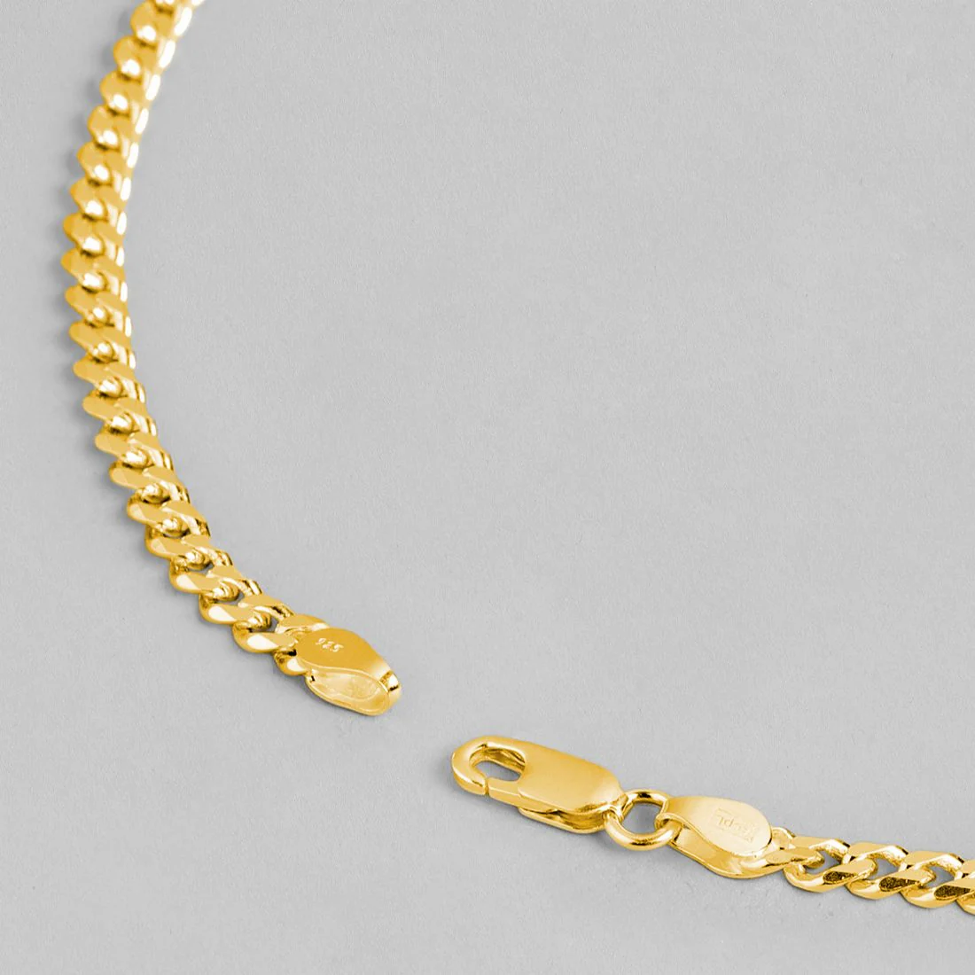 Symbol of Brotherhood Gold-Plated 925 Sterling Silver Men's Curb Chain (One Size) - Image 5