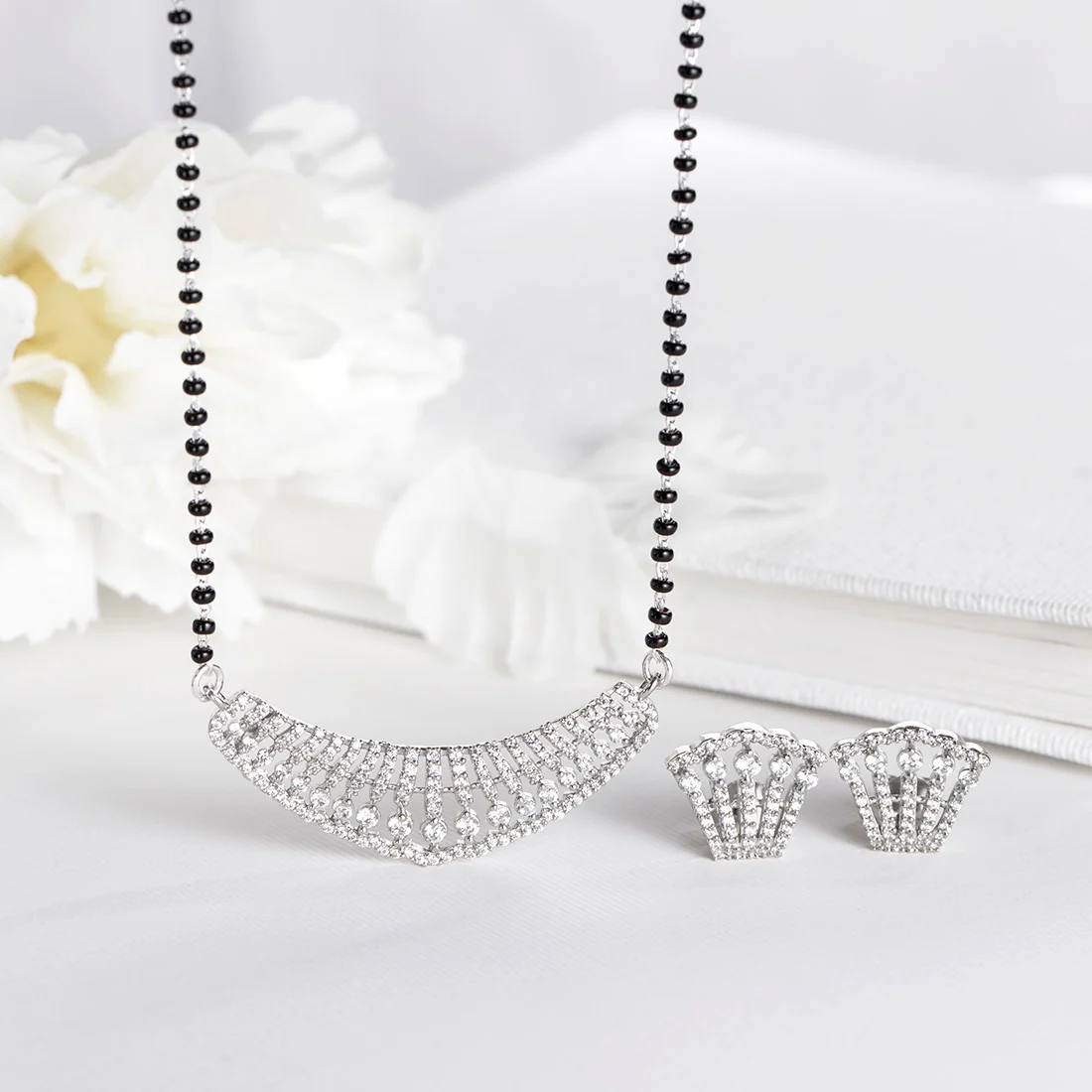 Symphony of Radiance Rhodium Plated CZ 925 Sterling Silver Mangalsutra - Image 3