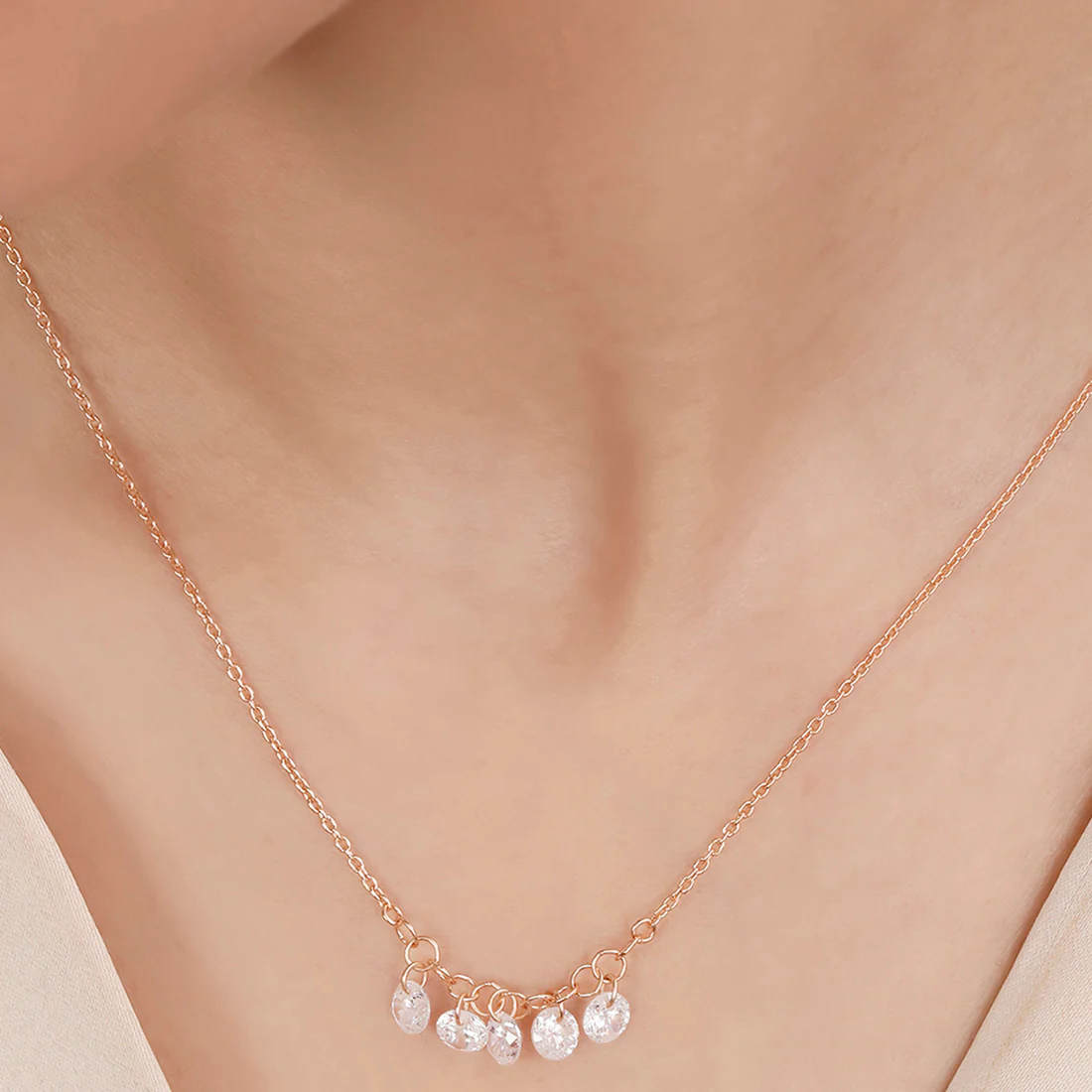 Teardrop Crystal Rose Gold Plated 925 Sterling Silver Necklace - Image 2