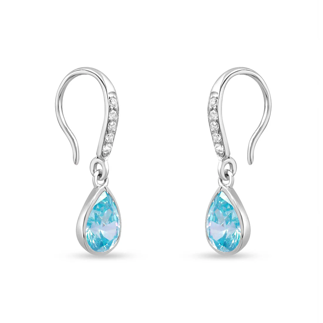 Teardrop Rhodium-Plated 925 Sterling Silver Blue Drop Earrings - Image 4