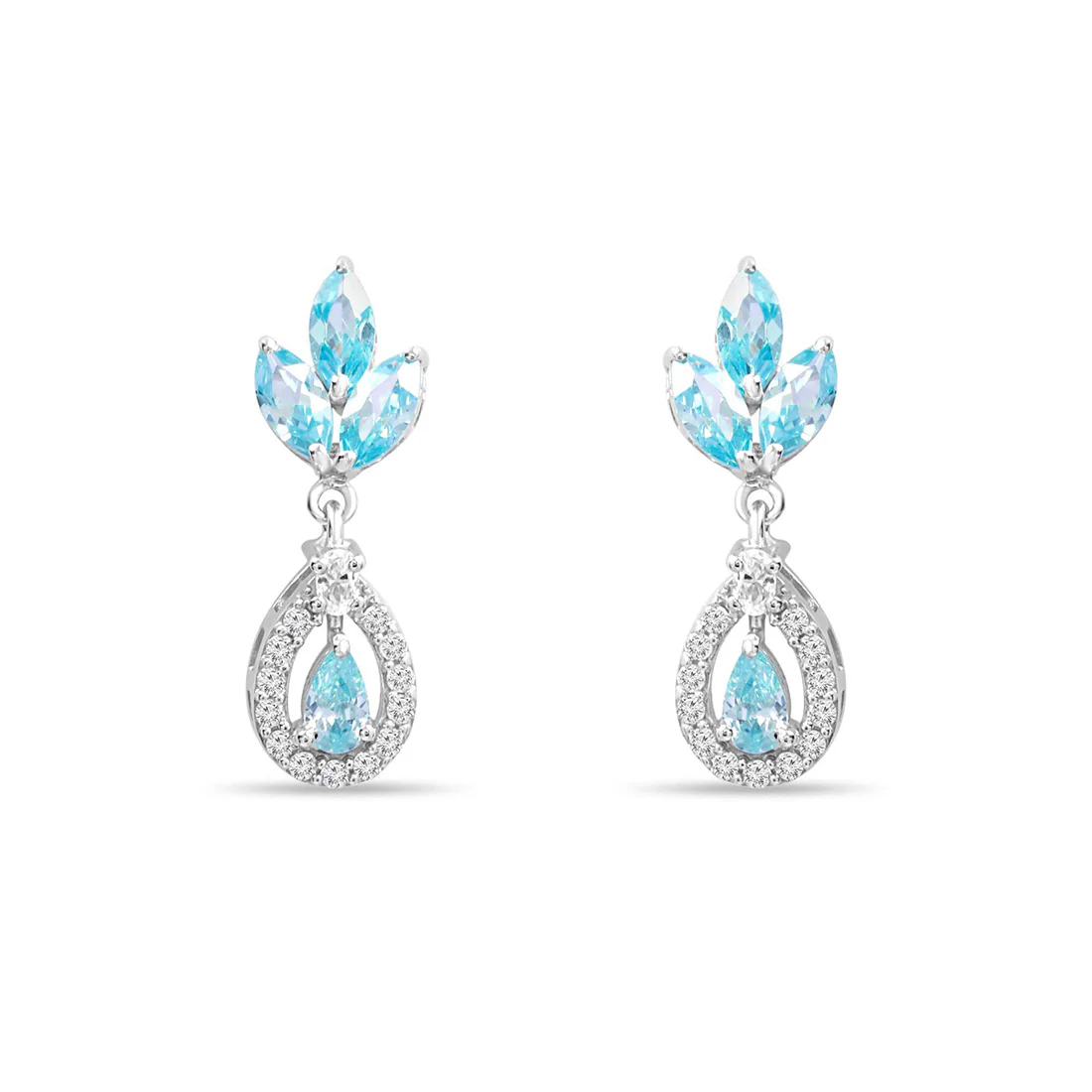 Teardrop Rhodium Plated 925 Sterling Silver Earrings - Image 4