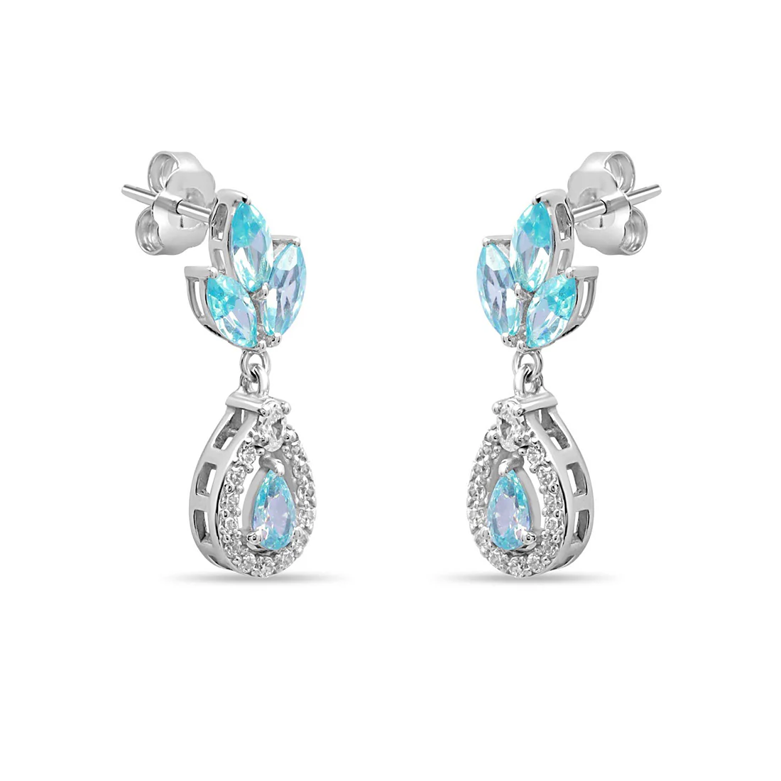 Teardrop Rhodium Plated 925 Sterling Silver Earrings - Image 5