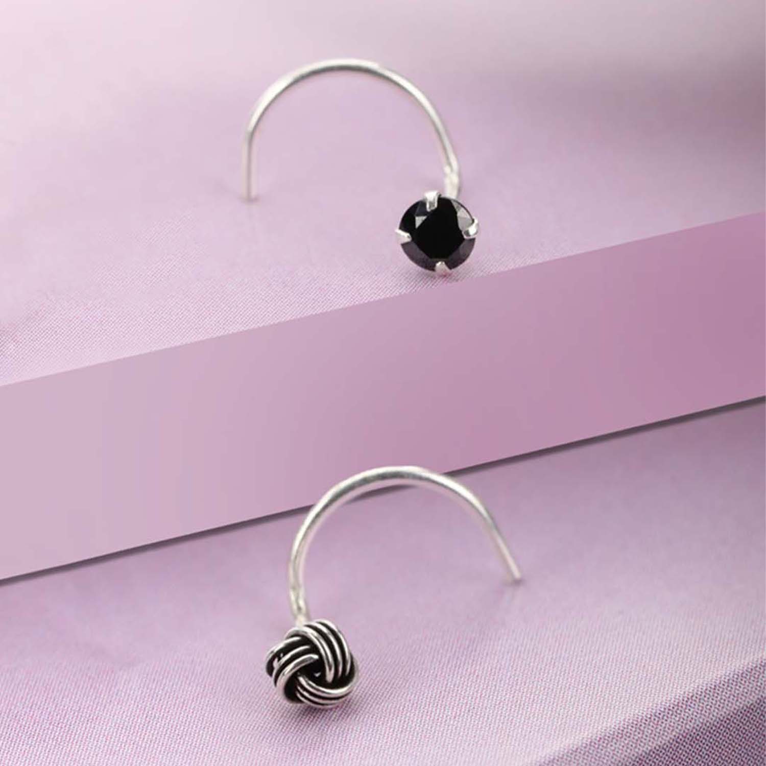 The Dark Duo 925 Silver Nose Pin Set - Image 2