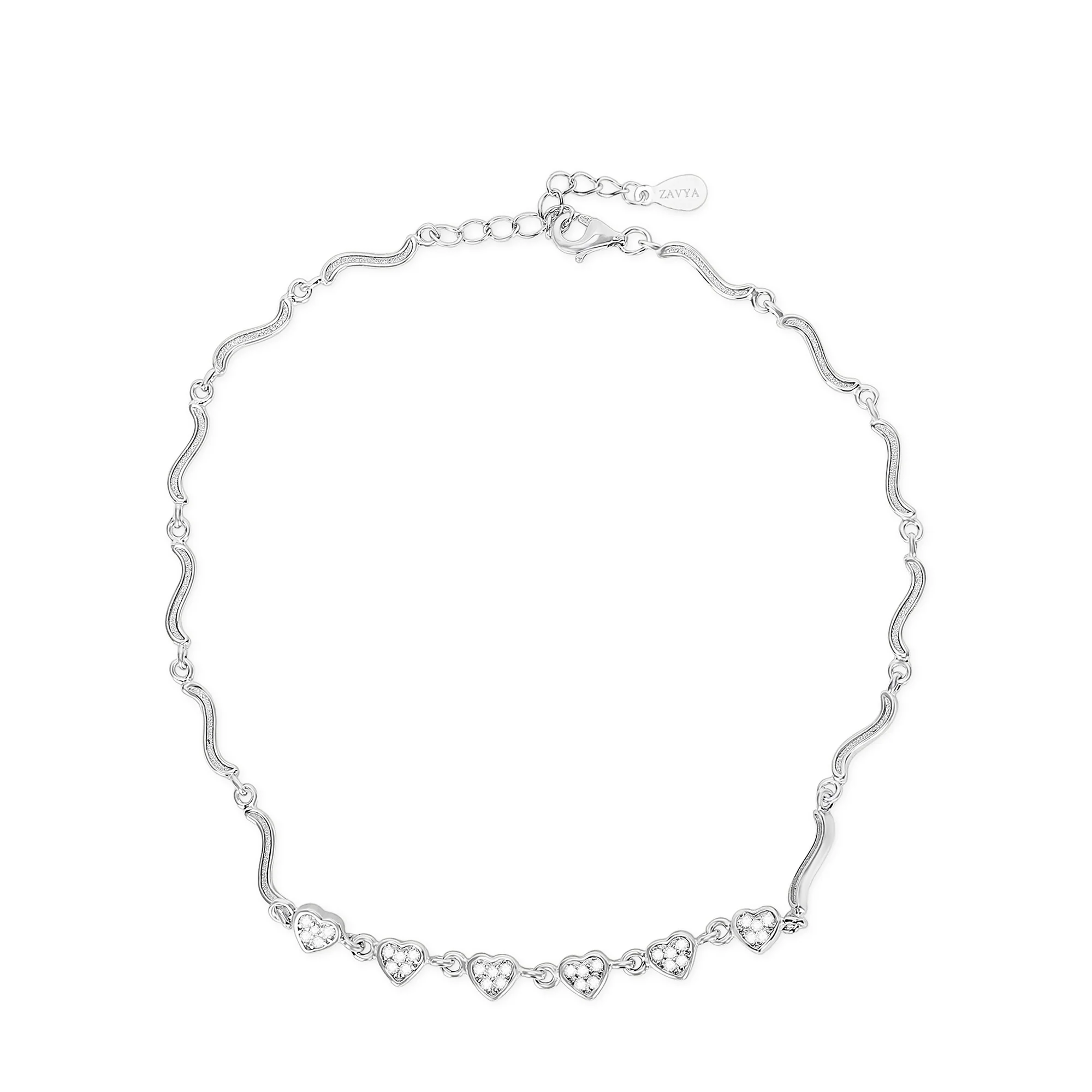 The Loving Steps Heart Rhodium Plated 925 Sterling Silver Anklet - Image 6