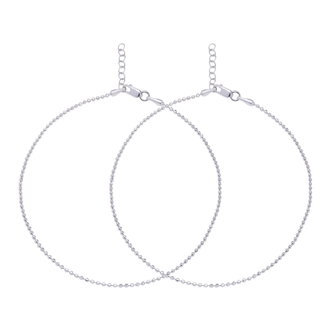 Minimal Tiny Beads Rhodium Plated 925 Sterling Silver Anklet - Image 4