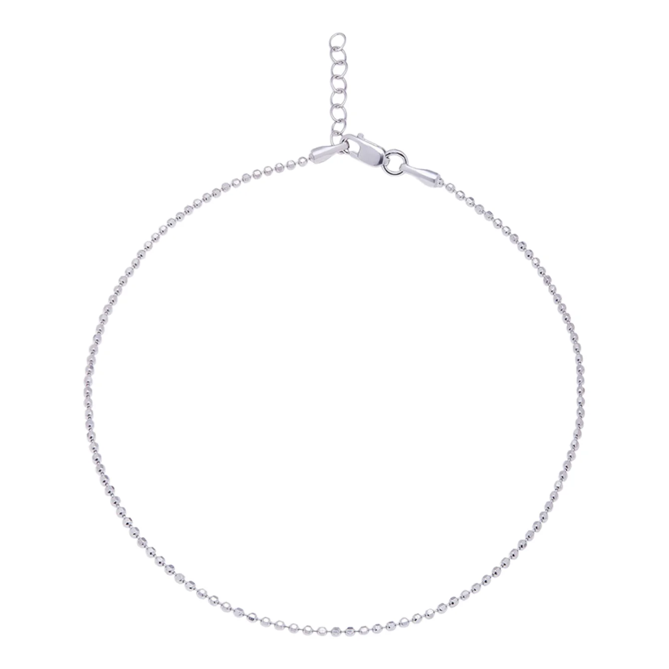 Minimal Tiny Beads Rhodium Plated 925 Sterling Silver Anklet - Image 5