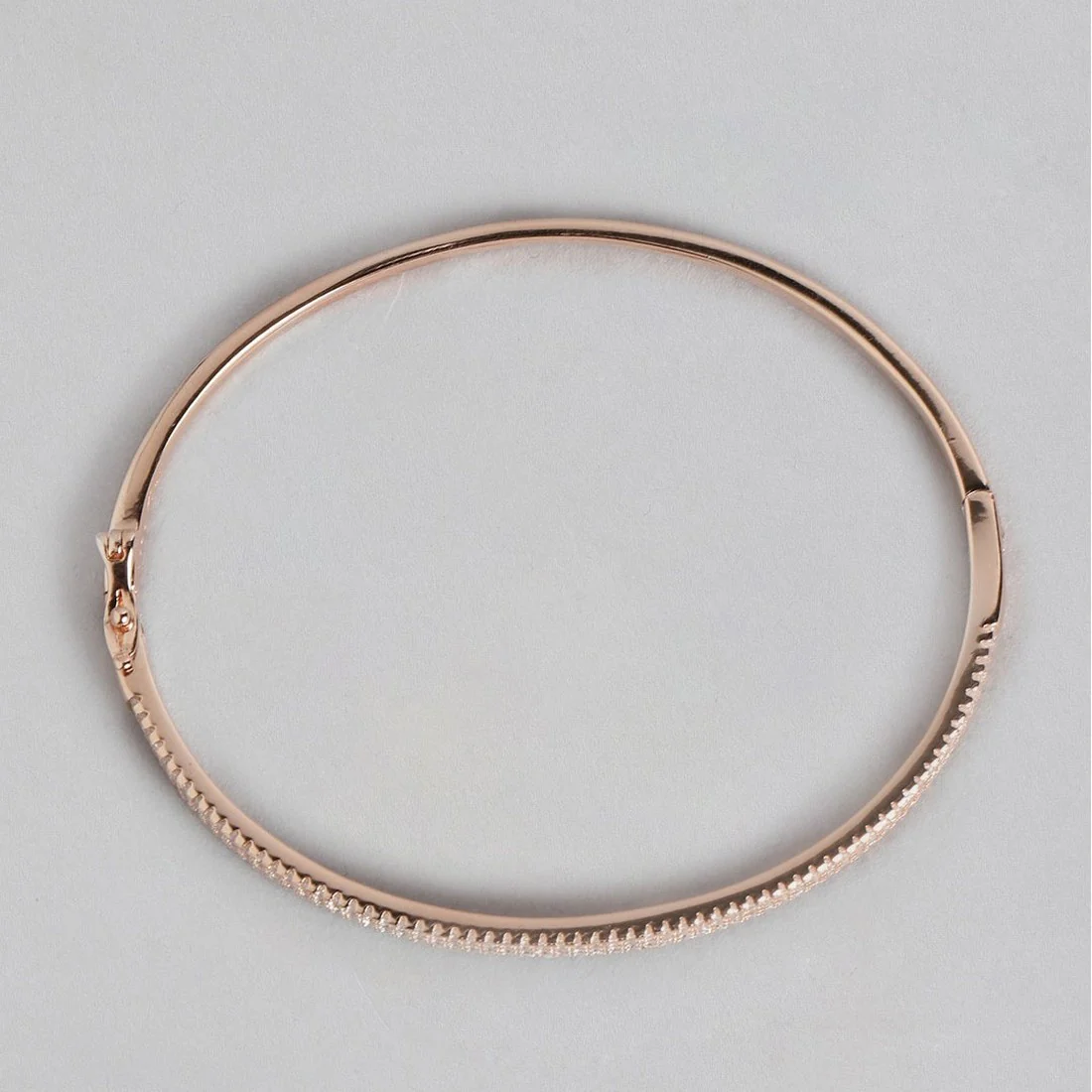 Three-Line CZ Rose Gold Plated 925 Sterling Silver Kada Bracelet - Image 4