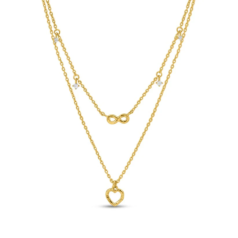 Tiered Heart Gold Plated 925 Sterling Silver Necklace - Image 4