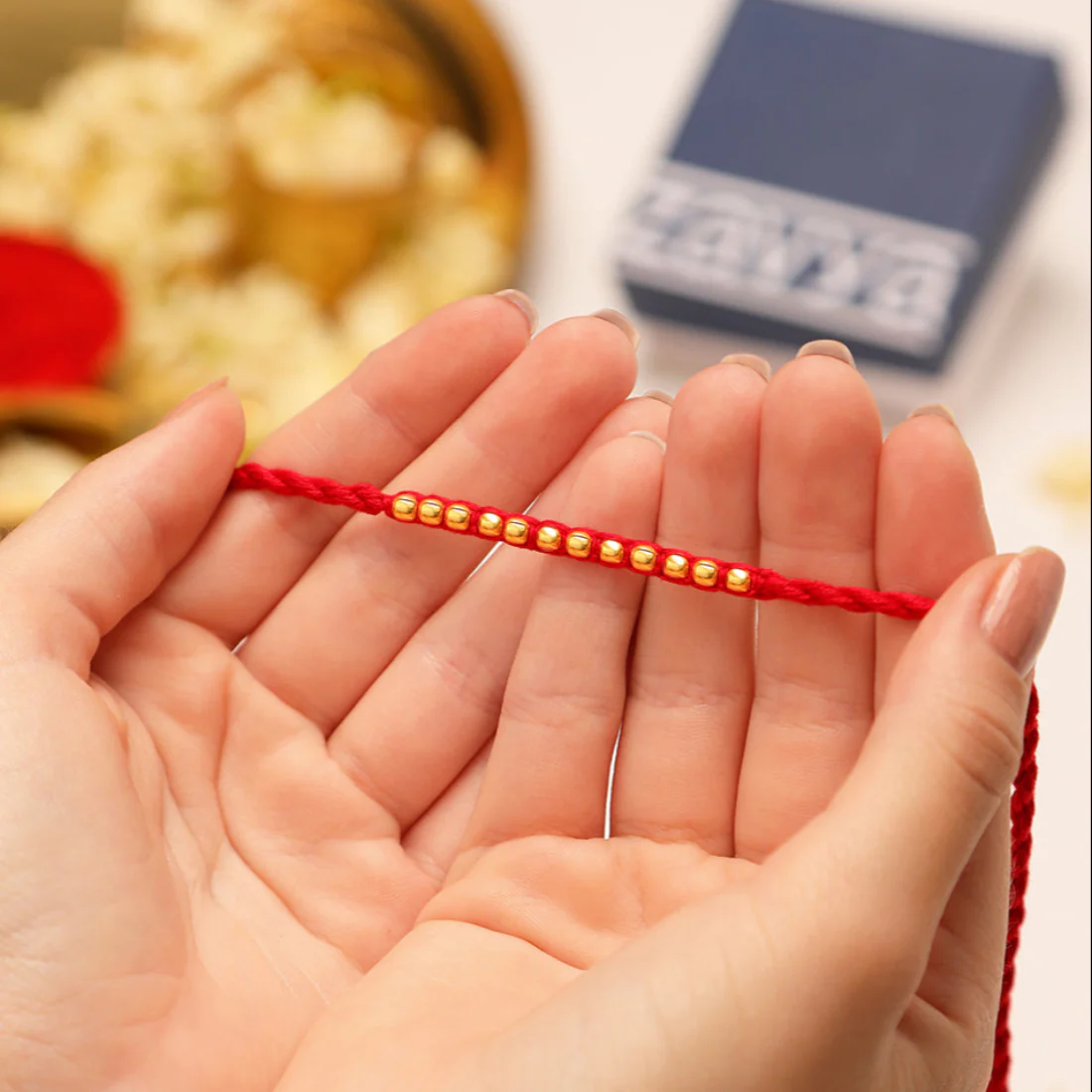 Timeless Beads Gold-Plated Sterling Silver Thread Rakhi For Him - Image 4