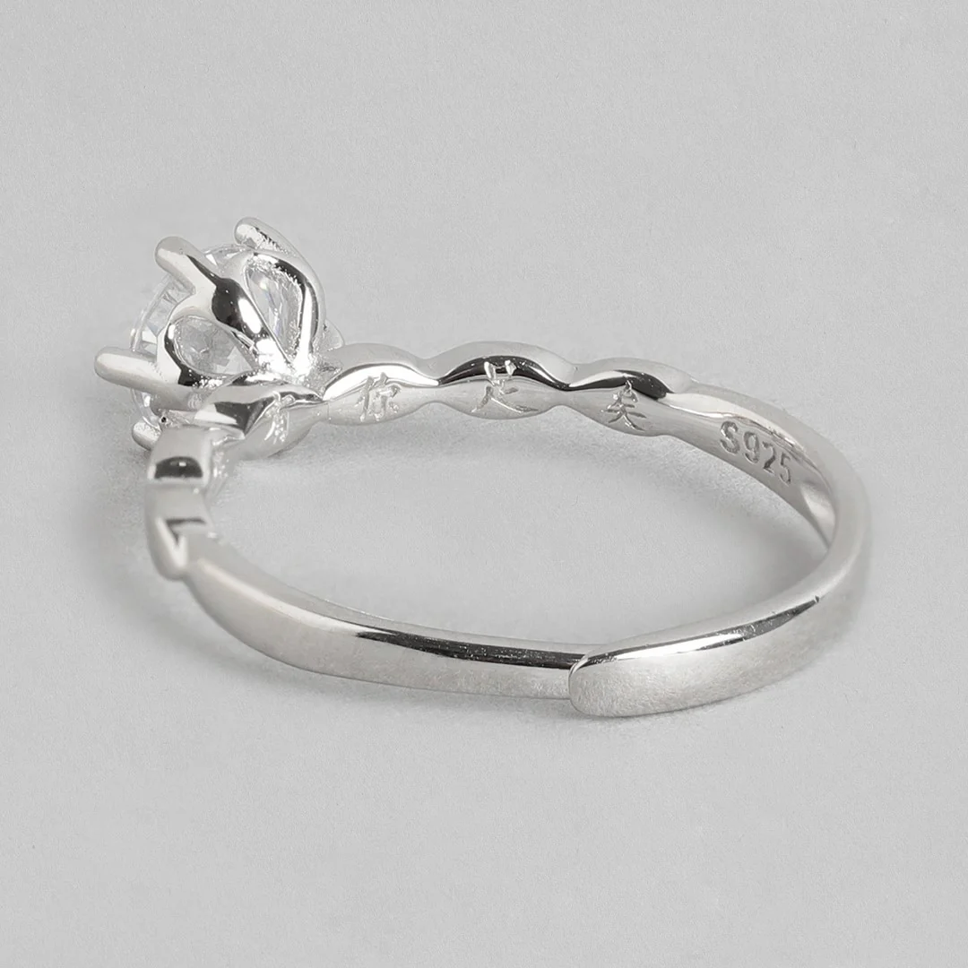 Timeless Devotion Rhodium-Plated 925 Sterling Silver Solitaire Couple Ring (Adjustable) - Image 9
